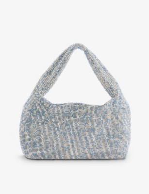 KARA: Crystal-embellished metallic shoulder bag