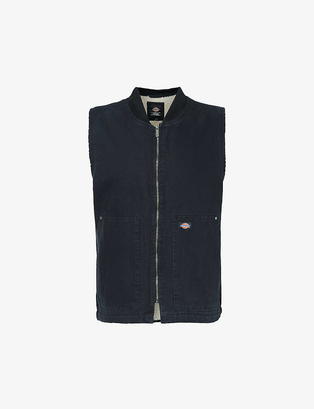 DICKIES DICKIES MEN'S STONE WASHED BLACK DUCK LOGO-PATCH RELAXED-FIT COTTON VEST