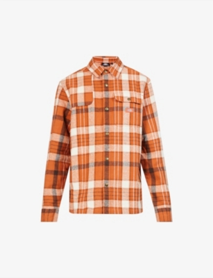 DICKIES DICKIES MENS BOMBAY BROWN NIMMONS CHECKED COTTON-KNIT SHIRT