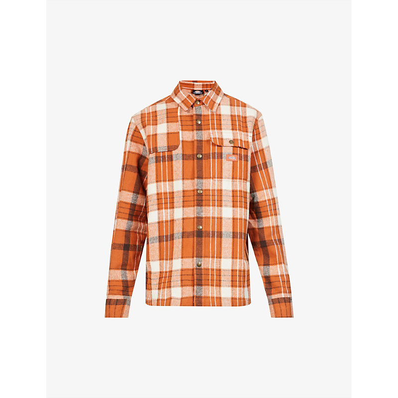 DICKIES DICKIES MENS BOMBAY BROWN NIMMONS CHECKED COTTON-KNIT SHIRT