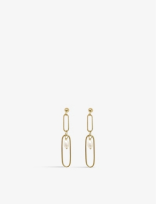 The Alkemistry Womens Yellow Gold Poppy Finch Long Link 14ct-yellow Gold And Pearl Drop Earrings