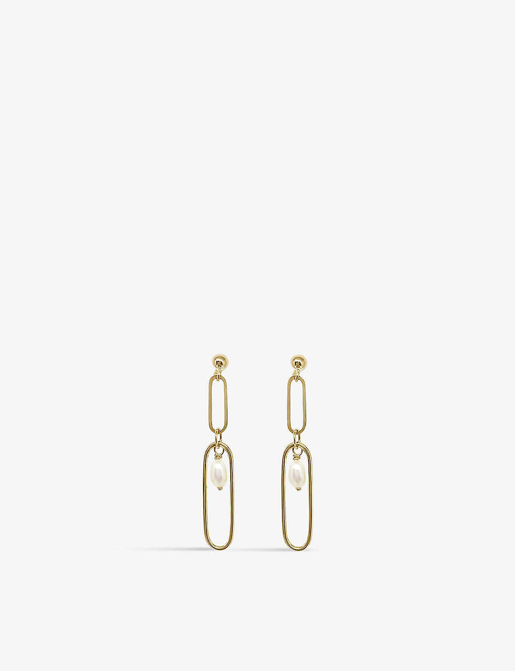 The Alkemistry Womens Yellow Gold Poppy Finch Long Link 14ct-yellow Gold And Pearl Drop Earrings