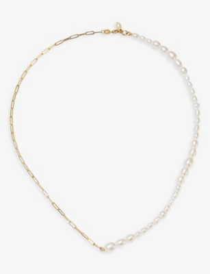 THE ALKEMISTRY: Poppy Finch 14ct yellow-gold and pearl chain-link necklace