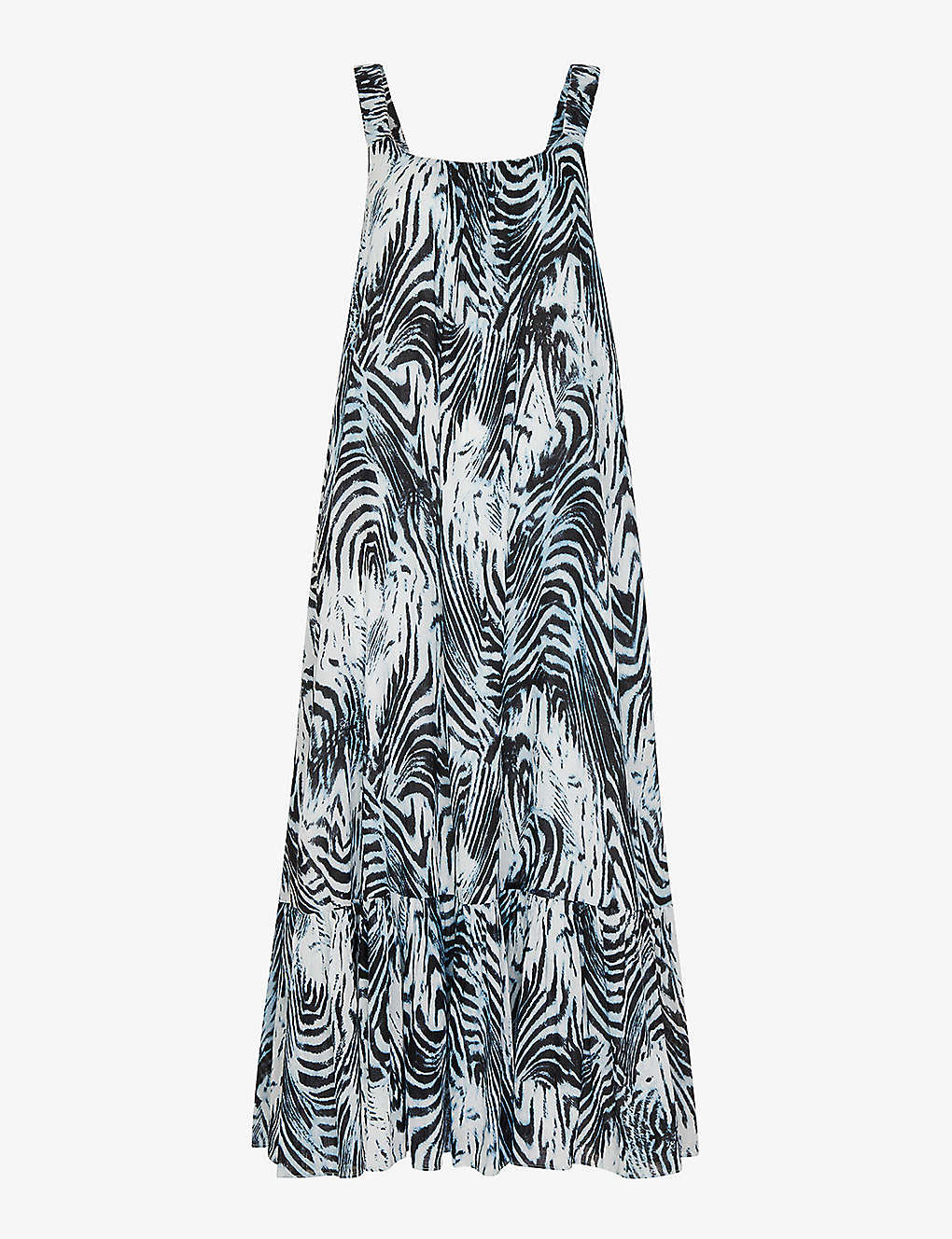Whistles Womens Multi-coloured Rhea Tiger-print Tiered-hem Cotton Midi Dress