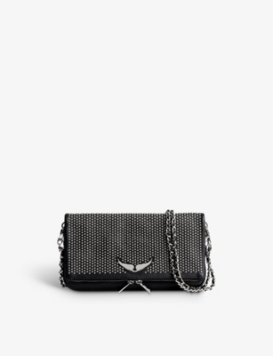Zadig & Voltaire Zadig&voltaire Women's Noir Rock Stud-embellished Leather Clutch Bag