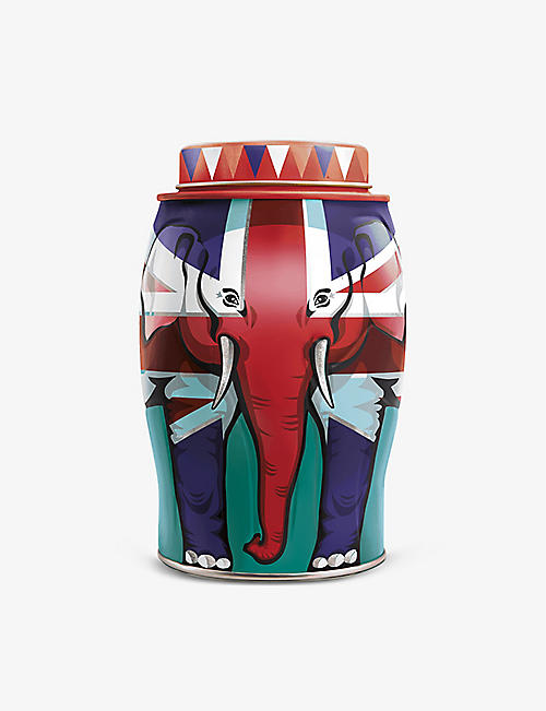 WILLIAMSON TEA: Union Jack Elephant tea caddy tin of 40