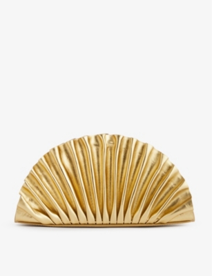 Shop Cult Gaia Women's Gold Nala Pleated Metallic-leather Clutch Bag