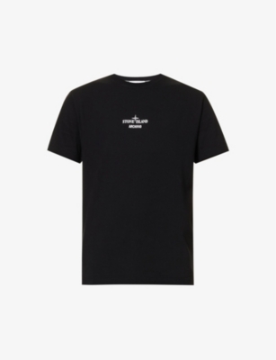 Stone Island Mens Black Archivo Logo-print Cotton-jersey T-shirt