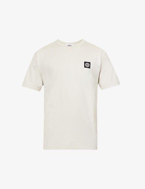 STONE ISLAND: Logo-patch crewneck cotton-jersey T-shirt