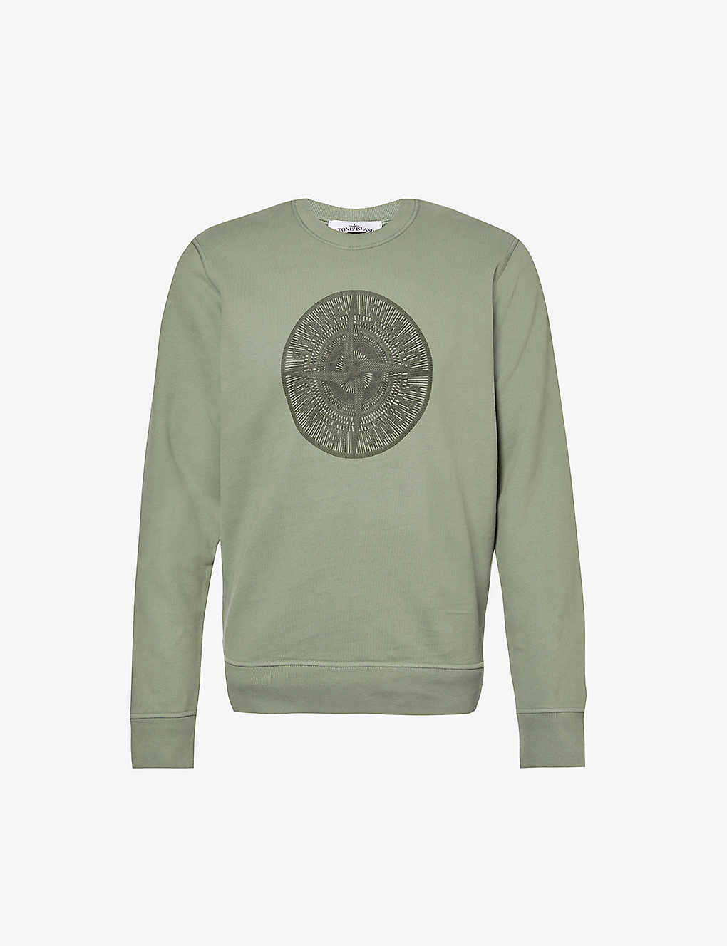 Stone Island Mens Compass Branded-print Cotton-jersey Sweatshirt