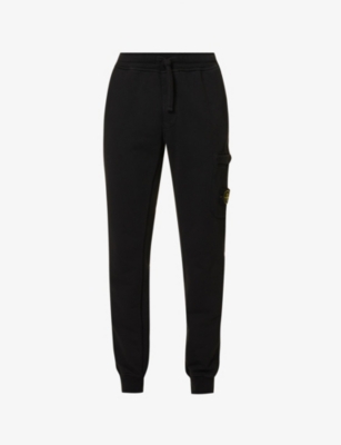 Stone Island Compass-patch Cotton Track Pants In Black