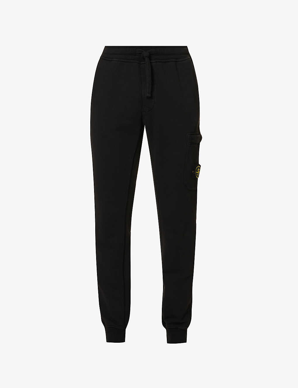 Shop Stone Island Brand-patch Zip-pocket Cotton-jersey Jogging Bottoms In Black