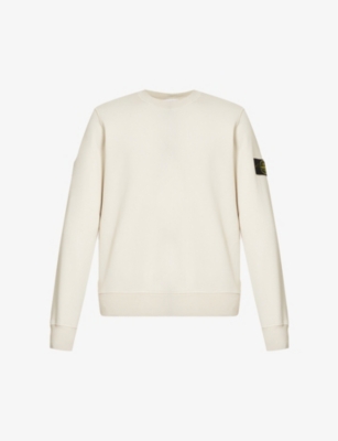 Stone Island Mens Plaster Logo-badge Relaxed-fit Cotton-jersey Sweatshirt