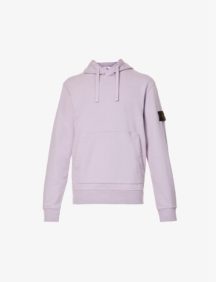 Stone Island Logo-badge Relaxed-fit Cotton-jersey Hoody In Lavender