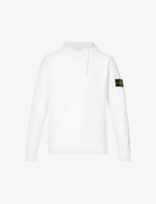 Stone Island Mens Logo-badge Relaxed-fit Cotton-jersey Hoody
