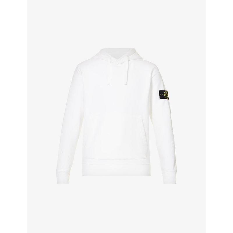 Stone Island Mens Logo-badge Relaxed-fit Cotton-jersey Hoody