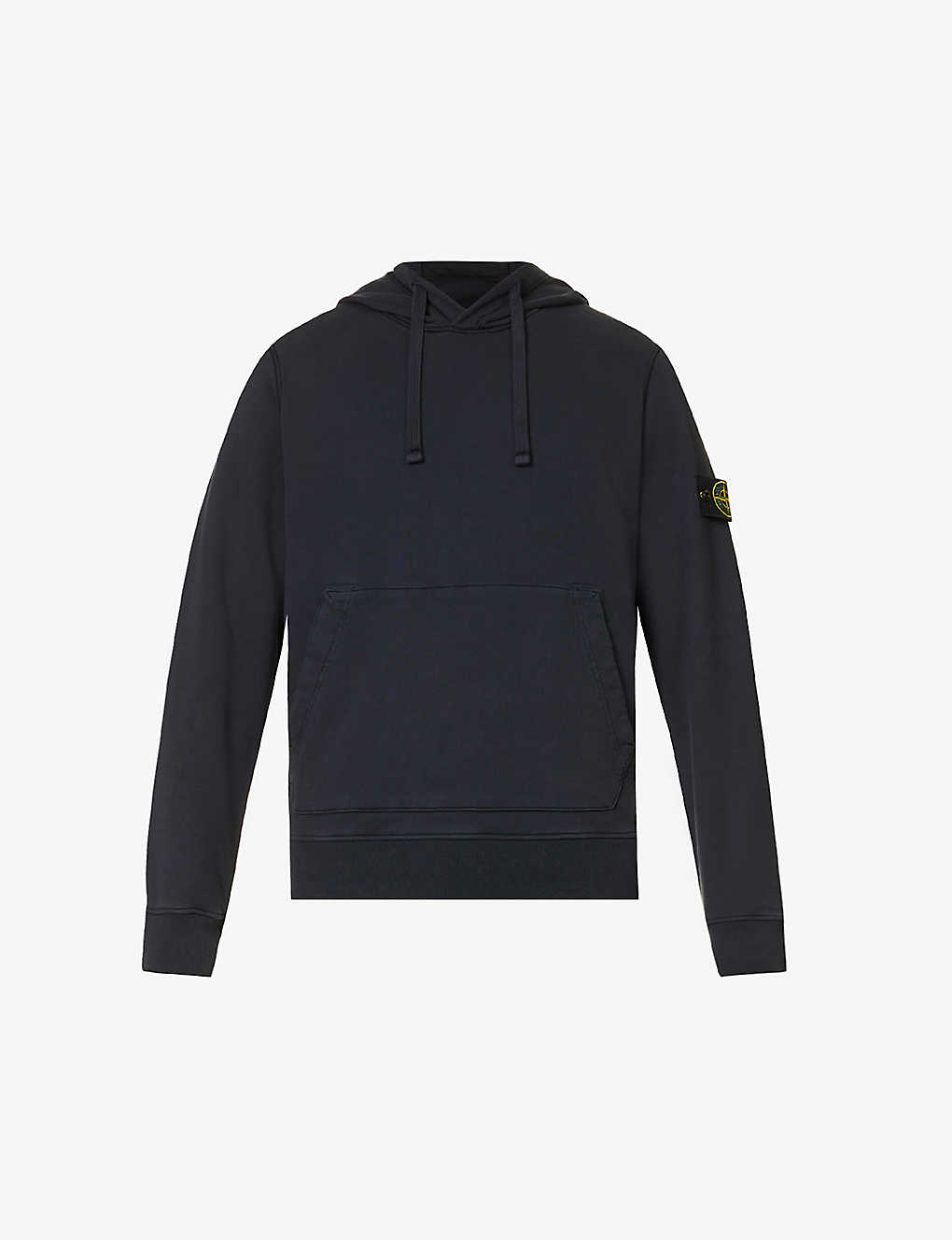 Stone Island Mens Navy Blue Logo-badge Relaxed-fit Cotton-jersey Hoody