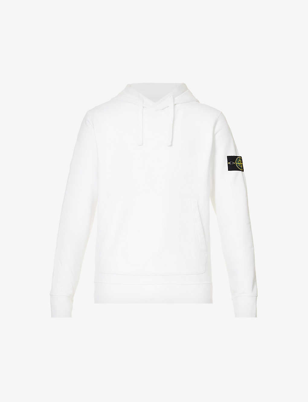 Shop Stone Island Logo-badge Relaxed-fit Cotton-jersey Hoody In White
