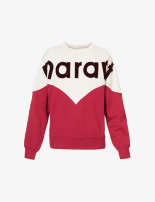 Isabel Marant Étoile Houston Logo-print Colour-block Sweatshirt In Raspberry