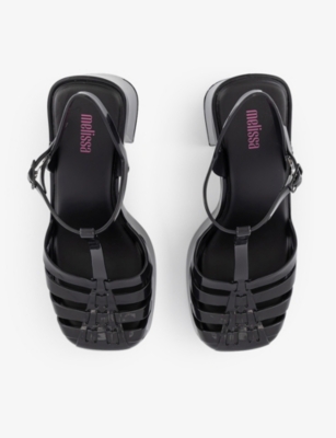 Shop Melissa Women's Black Party Square-toe Woven Platform Sandals