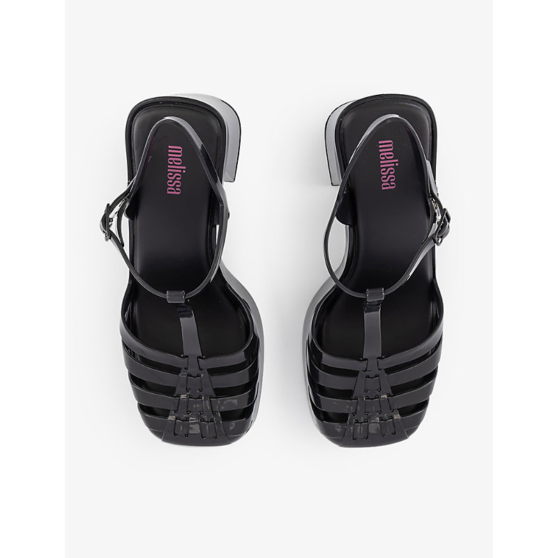 Shop Melissa Party Square-toe Woven Platform Sandals In Black