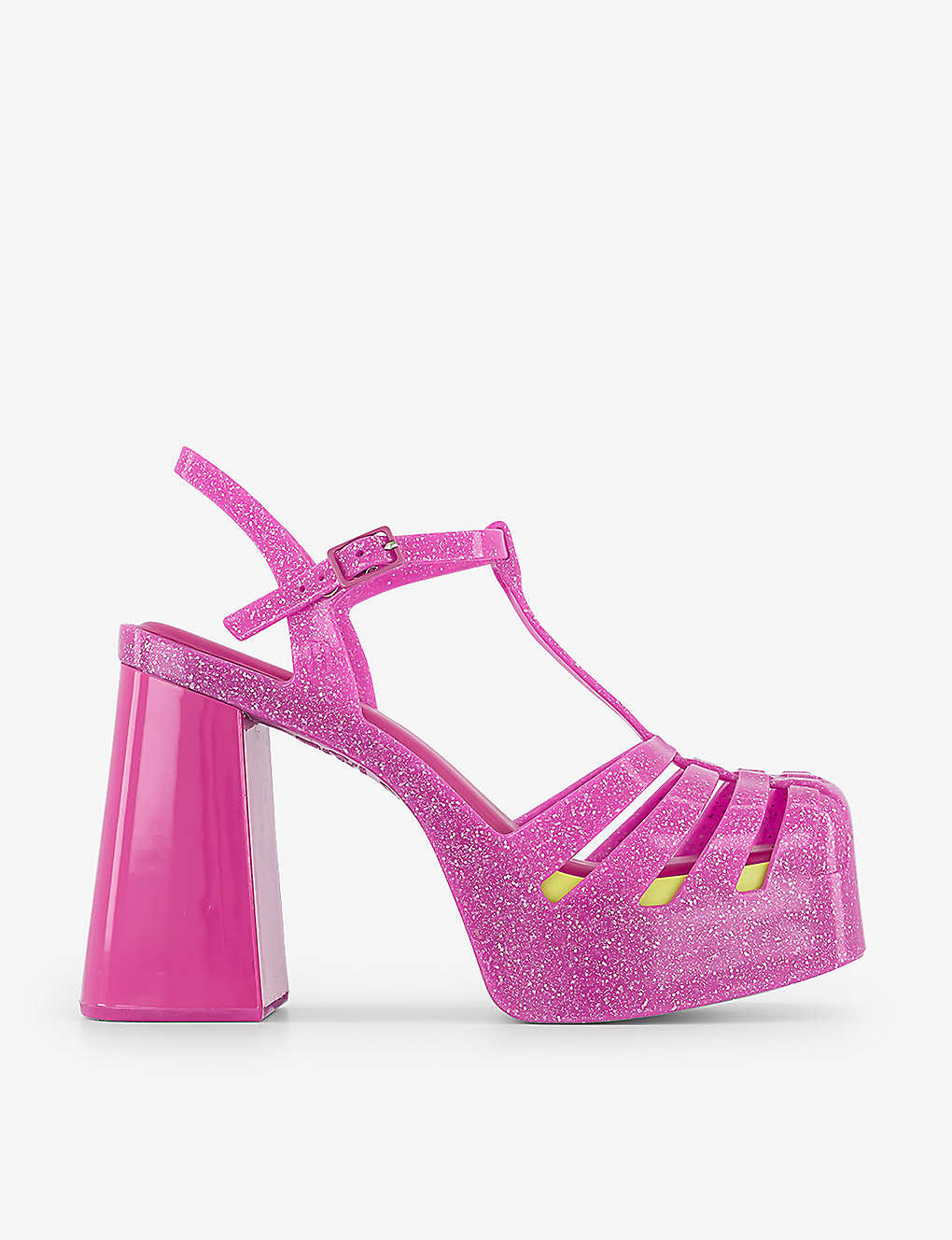Shop Melissa Party Square-toe Woven Platform Sandals In Pink Glitter
