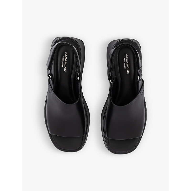 Shop Vagabond Womens Black Leather Courtney Slingback Platform Leather Sandals