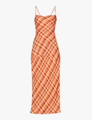 Bec & Bridge Orange Soliel Maxi Dress In Golden Hour Check