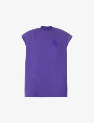 ATTICO: Laurie padded-shoulders cotton T-shirt