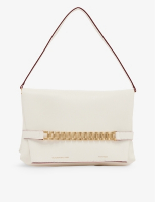 VICTORIA BECKHAM: Chain-embellished leather shoulder bag