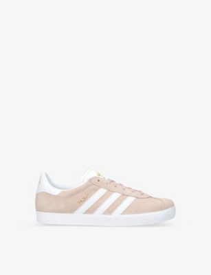 ADIDAS ORIGINALS ADIDAS BOYS PALE PINK KIDS GAZELLE J LOGO-PRINT SUEDE LOW-TOP TRAINERS 9-10 YEARS,68824434