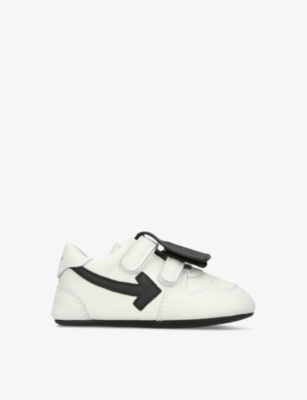 Shop Off-white C/o Virgil Abloh Boys White/blk Kids Out Of Office Logo-embroidered Leather Low-top Crib S