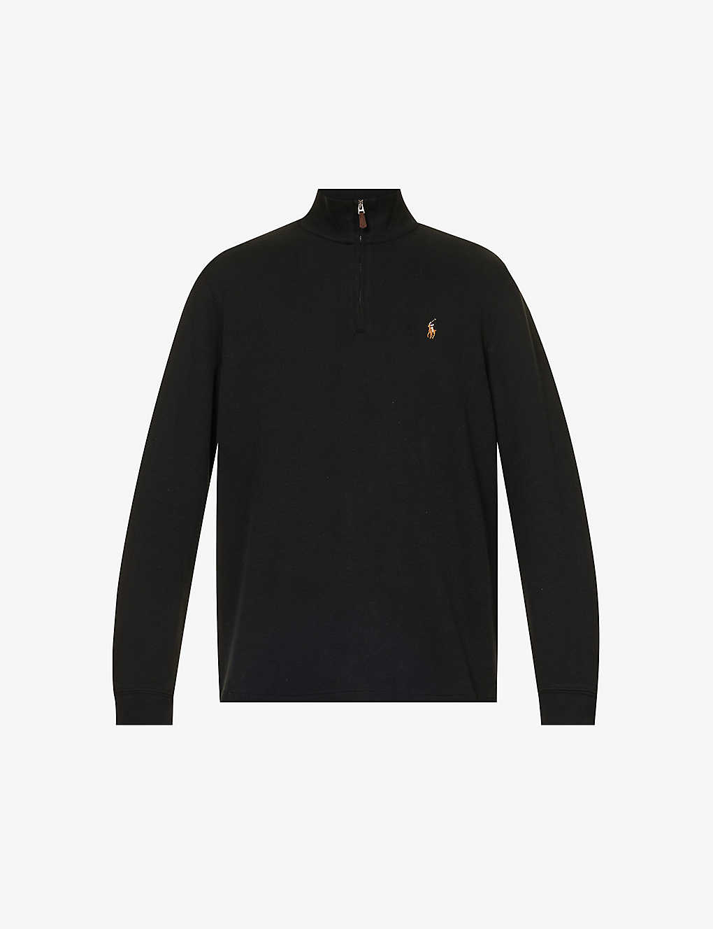 Polo Ralph Lauren Mens Polo Black Estate Funnel-neck Regular-fit Cotton-jersey Sweatshirt