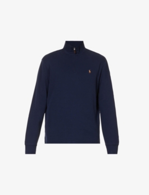 POLO RALPH LAUREN: Logo-embroidered funnel-neck cotton jumper