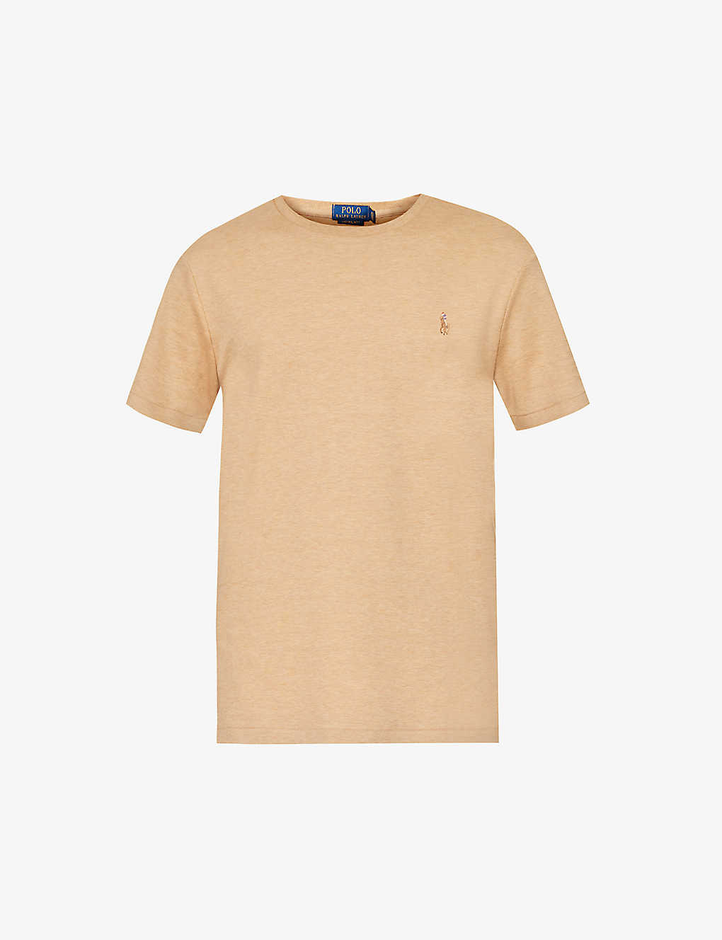 Shop Polo Ralph Lauren Mens Classic Camel Heather Logo-embroidered Short-sleeve Cotton-jersey T-shirt In Cream