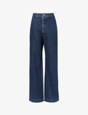 Loewe Pixel Wide-leg Mid-rise Jeans in Blue