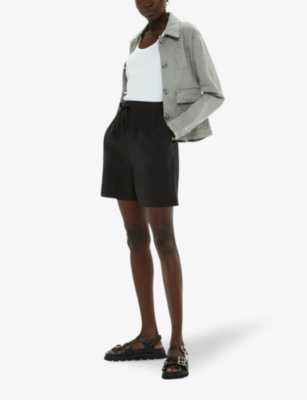 Whistles Marie Long-sleeve Regular-fit Cotton Jacket In Khaki/olive