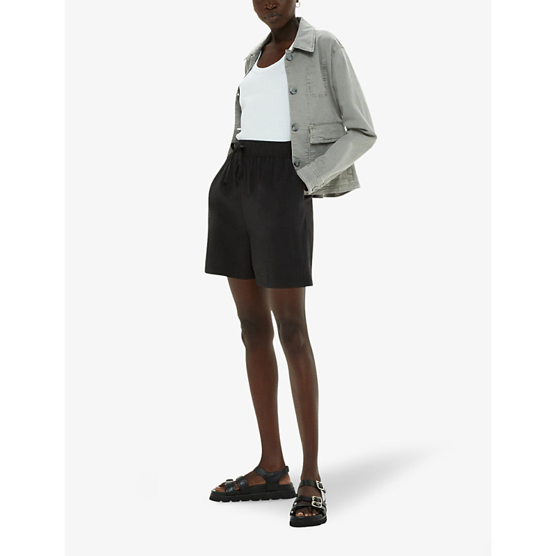 Shop Whistles Women's Khaki/olive Marie Long-sleeve Regular-fit Cotton Jacket