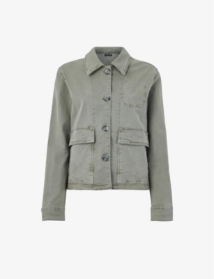 Whistles Marie Long-sleeve Regular-fit Cotton Jacket In Khaki