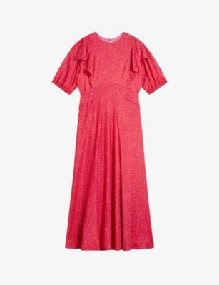 Ted Baker Mayyia Puff Sleeve Midi Dress In Pink
