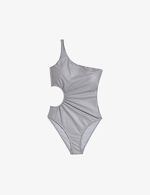 TED BAKER: Vanela one-shoulder cut-out swimsuit