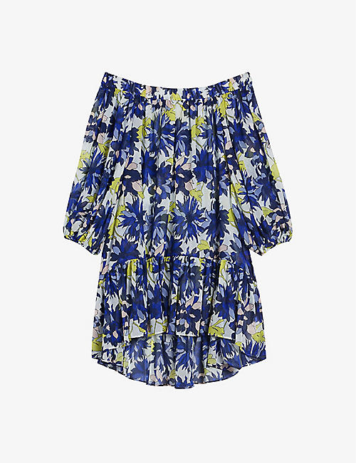 TED BAKER: Rossey floral-print recycled-polyester maxi cover-up