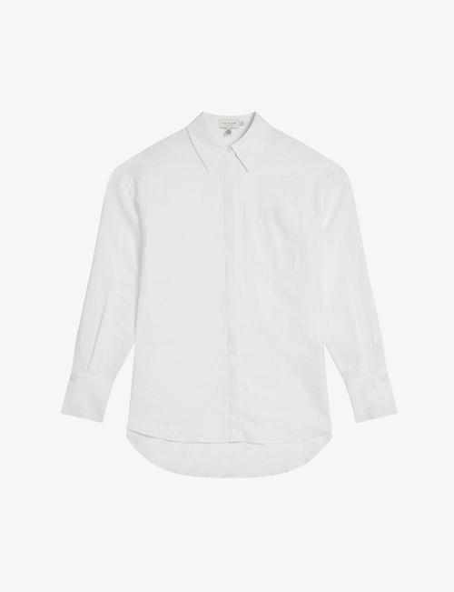 TED BAKER: Dorahh long-sleeve relaxed-fit linen shirt