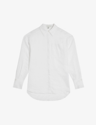 Ted Baker Dorahh Long-sleeve Relaxed-fit Linen Shirt In White