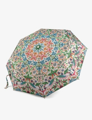 Fulton X Morris & Co Floral-print Umbrella In Strawberry Thief Cream