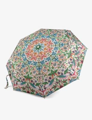 Fulton Womens  X Morris & Co Floral-print Umbrella Strawberry Thief Cream