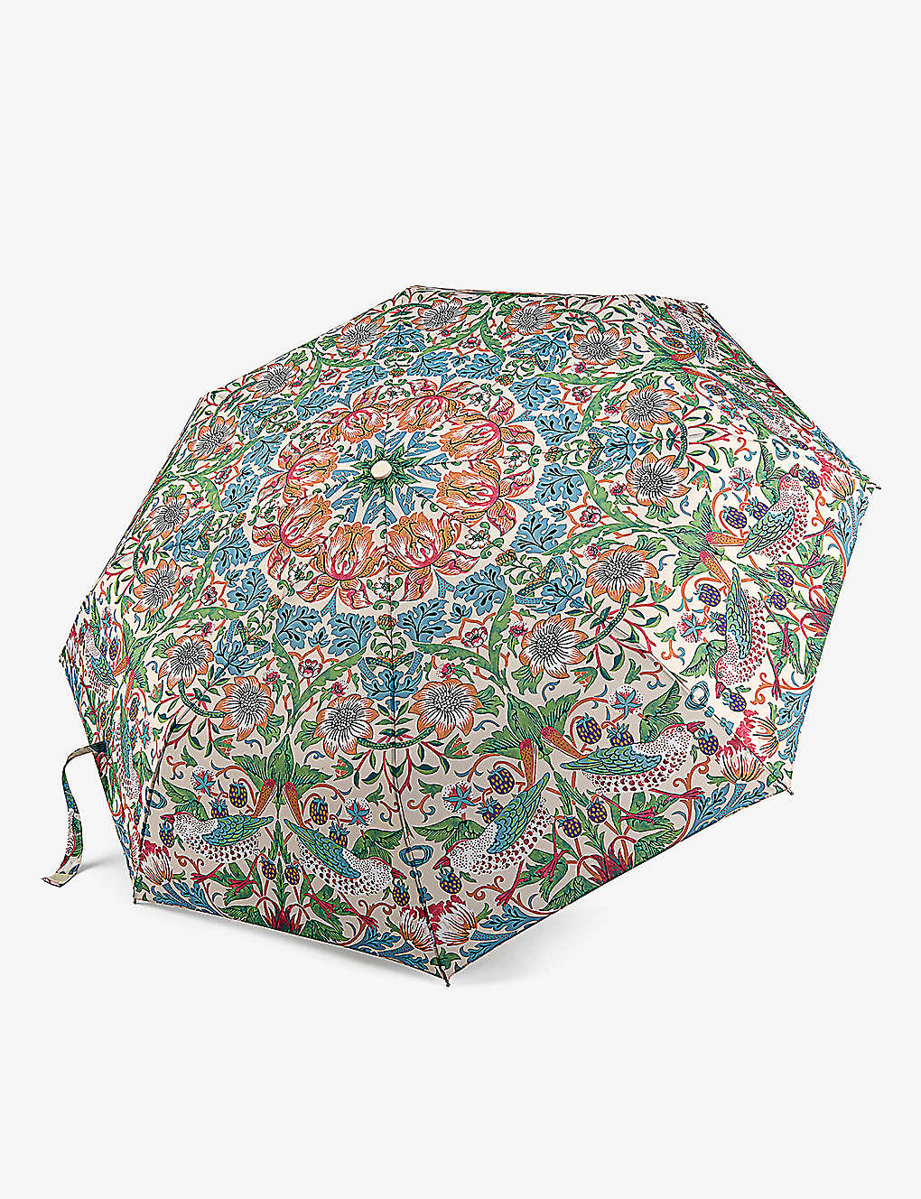 Fulton X Morris & Co Floral-print Umbrella In Strawberry Thief Cream