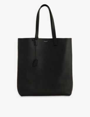 SAINT LAURENT SAINT LAURENT NERO BOLD LOGO-PRINT LEATHER TOTE BAG