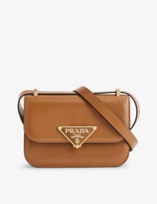 PRADA Embl me brand plaque leather shoulder bag