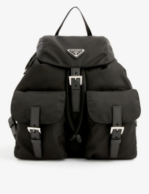 Re Nylon Backpack in Black - Prada